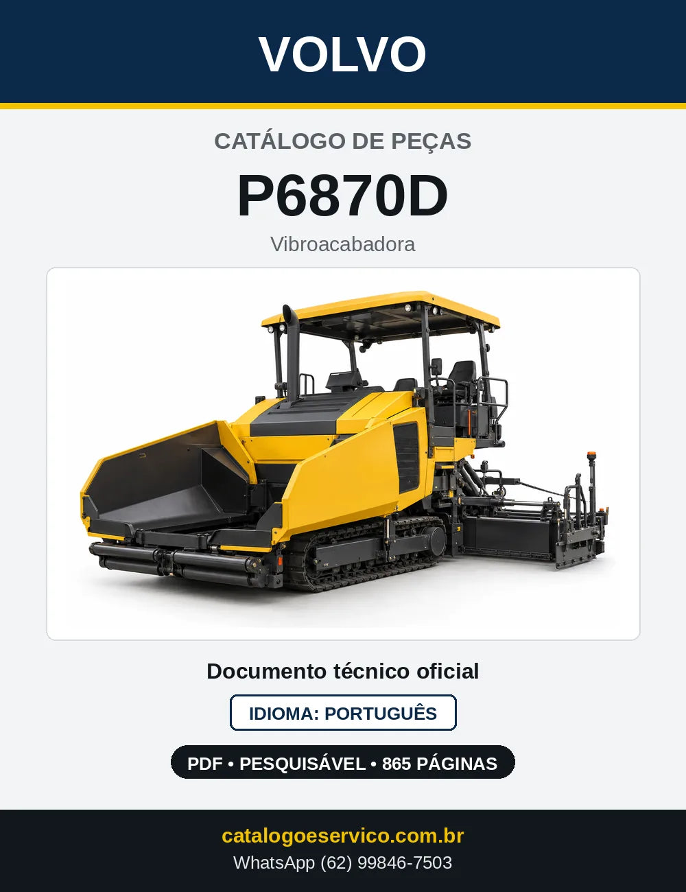 Capa do Catálogo de Peças Volvo P6870D – vibroacabadora