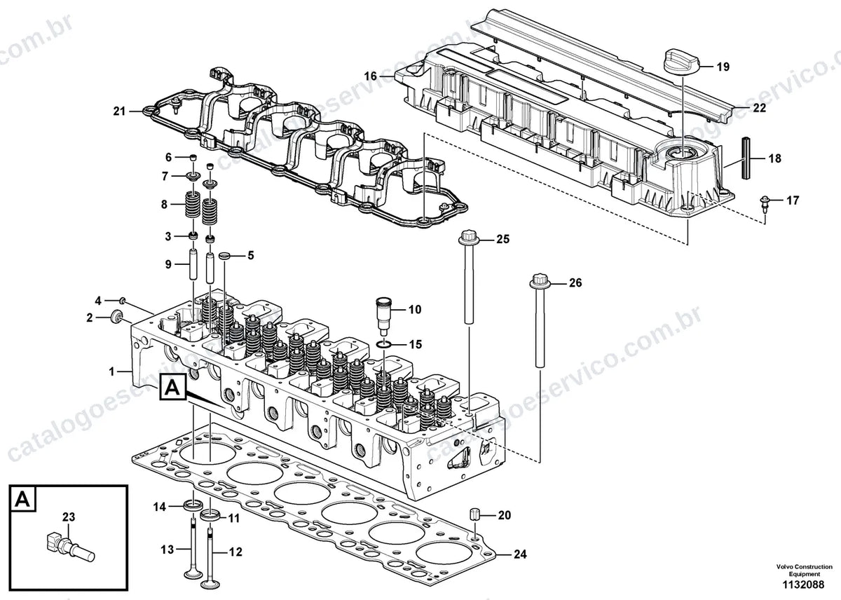 Vista explodida – motor – Catálogo de Peças Volvo P7320D