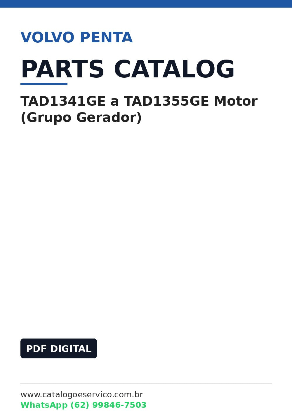 Catálogo de Peças Volvo Penta TAD1341GE a TAD1355GE Motor (Grupo Gerador)