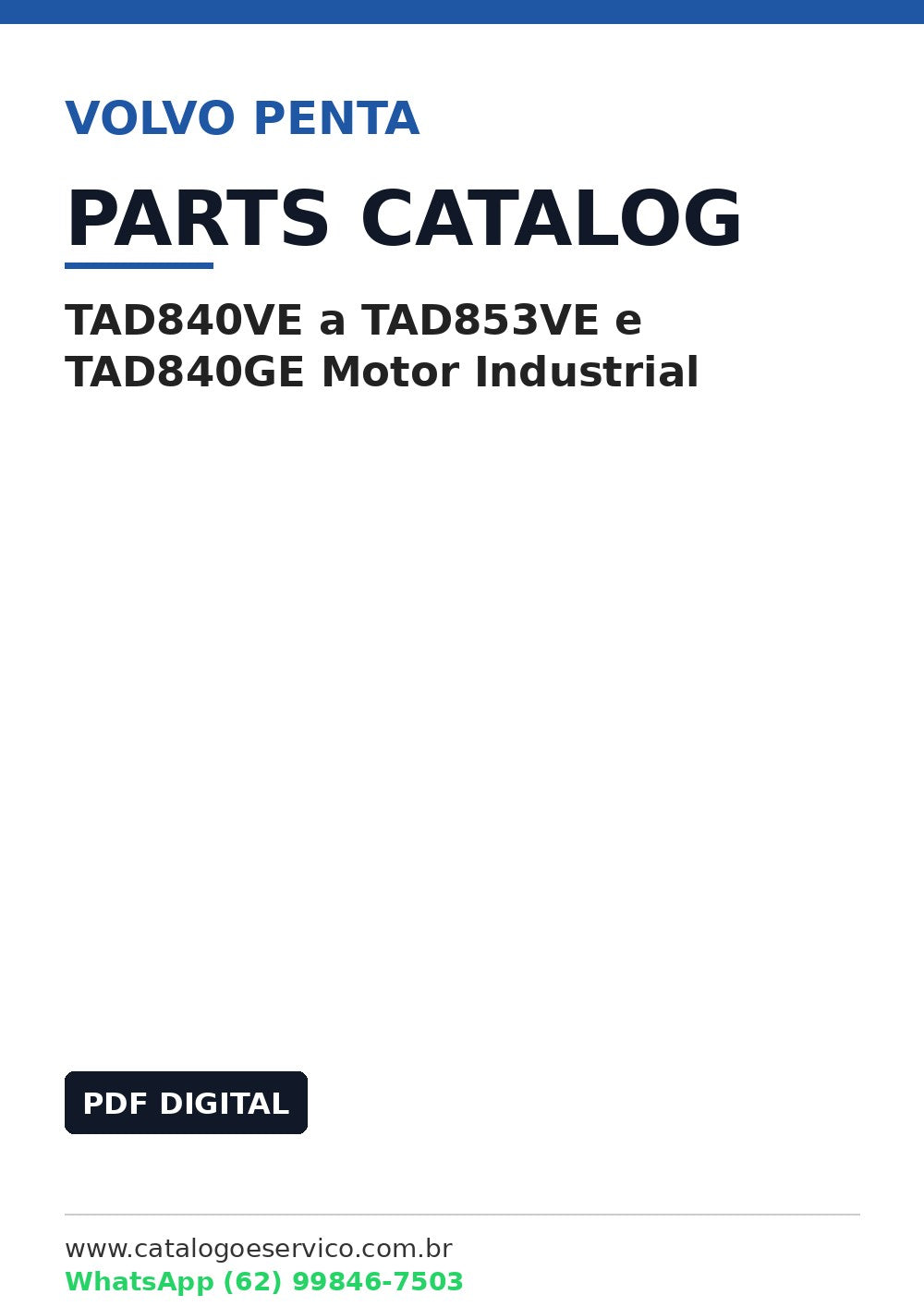 Catálogo de Peças Volvo Penta TAD840VE a TAD853VE e TAD840GE Motor Industrial