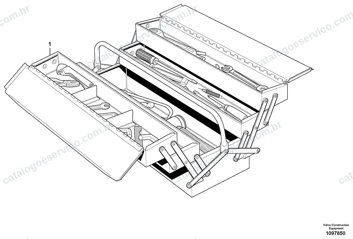 Vista explodida – cabine, carroceria e acessórios – Catálogo de Peças Volvo R70D