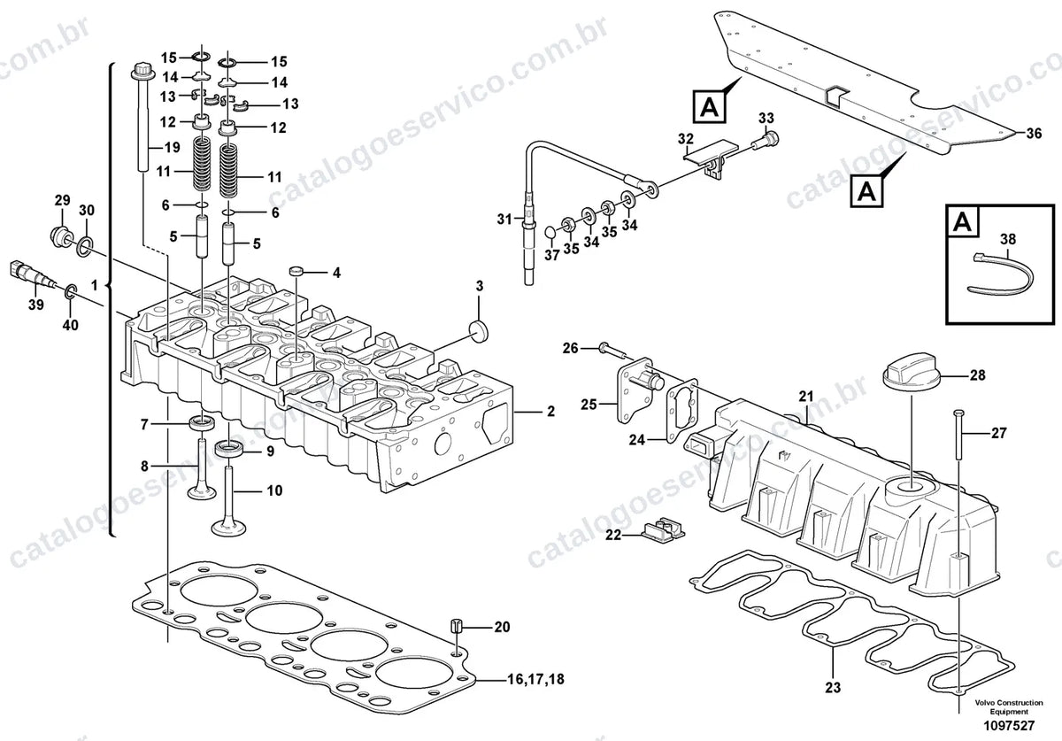 Vista explodida – motor – Catálogo de Peças Volvo SD120C