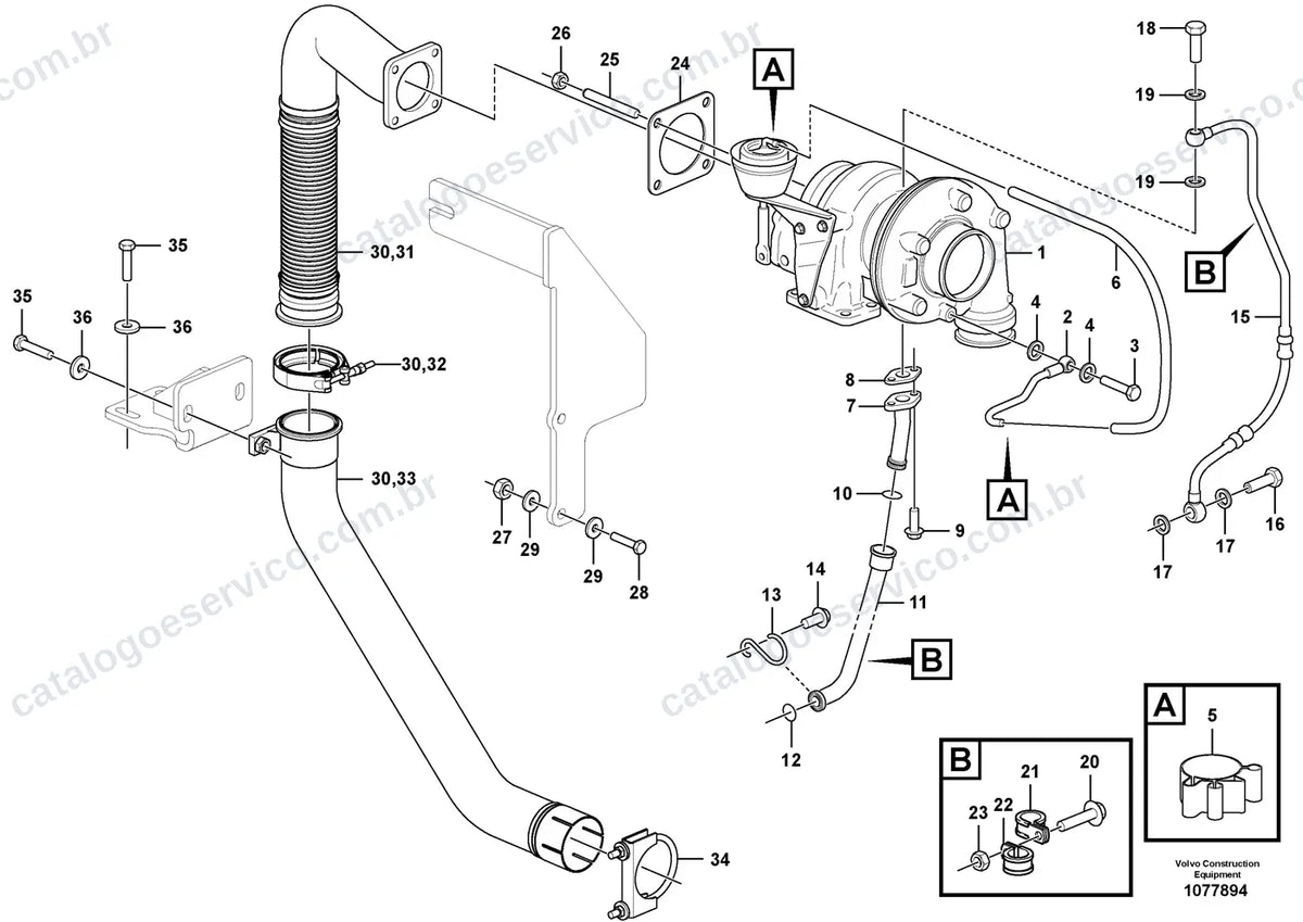 Vista explodida – motor – Catálogo de Peças Volvo SD120C