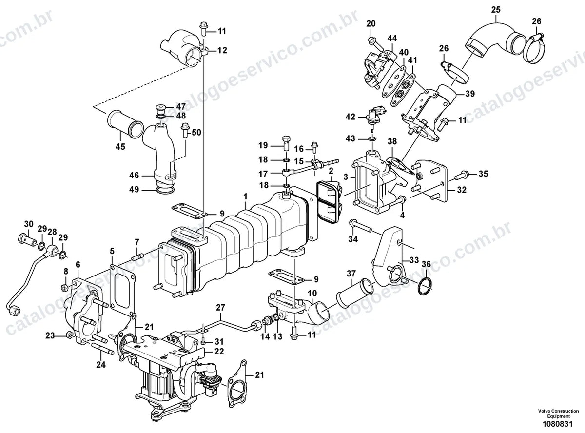 Vista explodida – motor – Catálogo de Peças Volvo SD160B