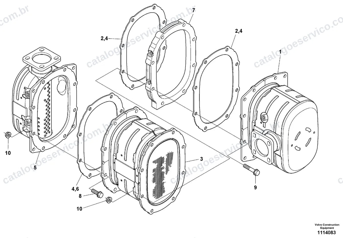 Vista explodida – motor – Catálogo de Peças Volvo SD75B2