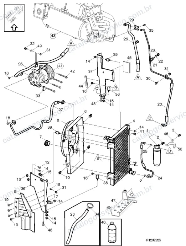 Vista explodida – carroceria, cabina e interior – Catálogo de Peças Volvo VM 260