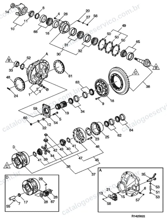 Vista explodida – transmissão – Catálogo de Peças Volvo VM17C42R