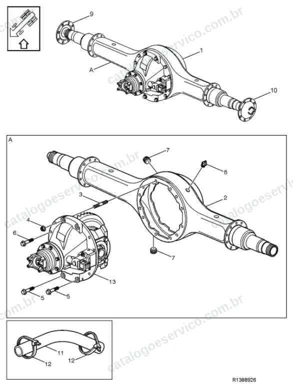 Vista explodida – transmissão – Catálogo de Peças Volvo VM23D62R