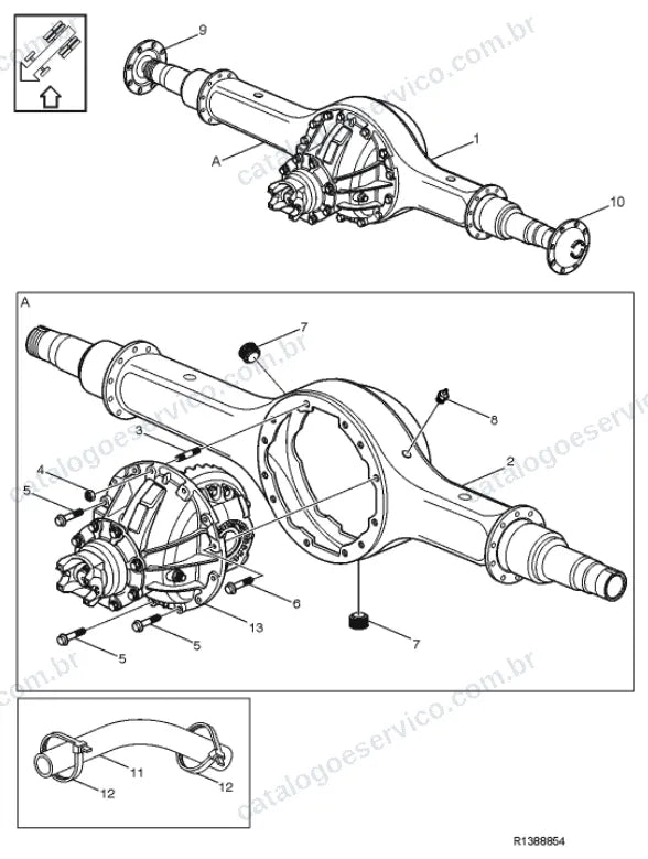 Vista explodida – transmissão – Catálogo de Peças Volvo VM23D64R