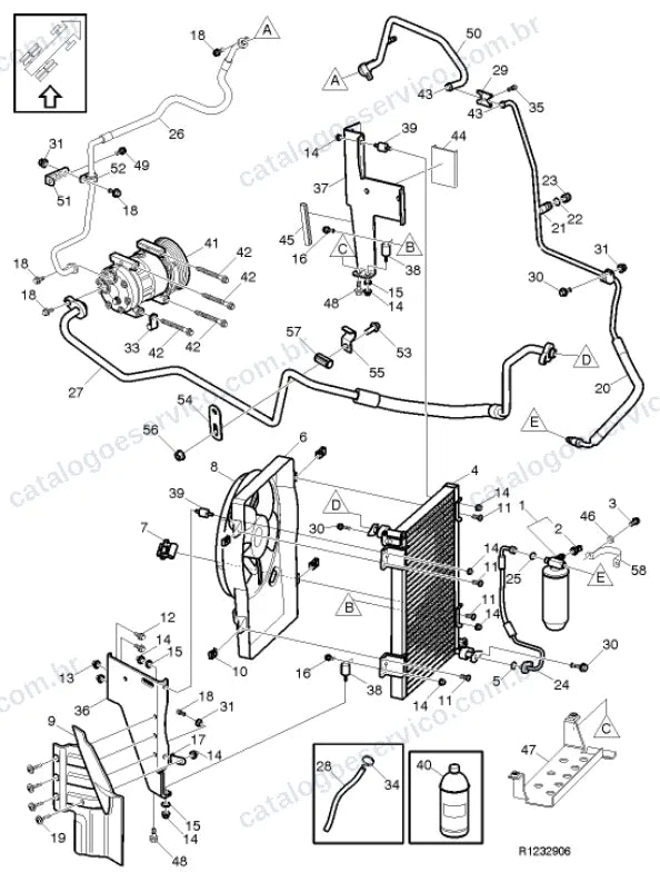 Vista explodida – carroceria, cabina e interior – Catálogo de Peças Volvo VM