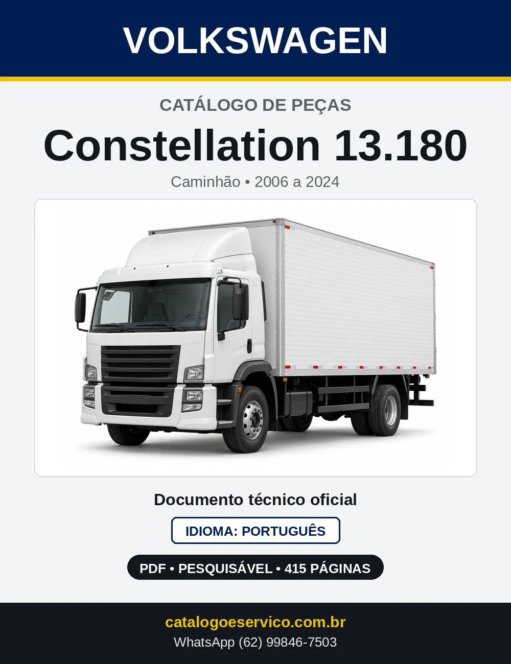 Catálogo de Peças VW Constellation 13.180 (2006 a 2024) — capa