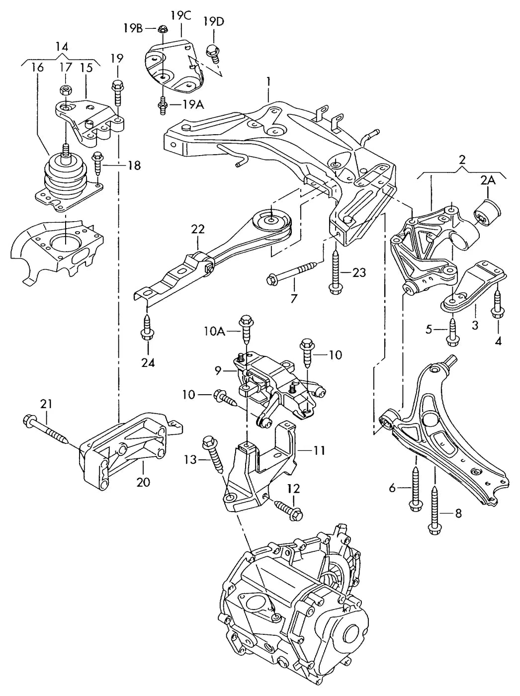Vista explodida 1 do catálogo de peças VW Fox (versão europeia)
