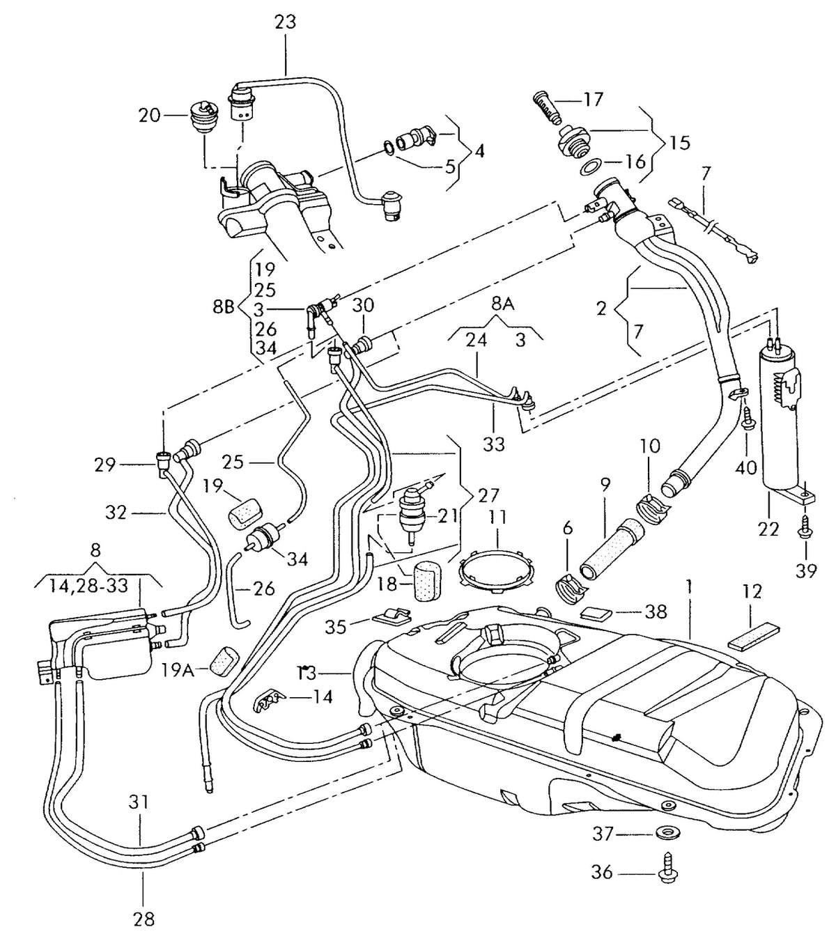 Vista explodida 4 do catálogo de peças VW Fox (versão europeia)
