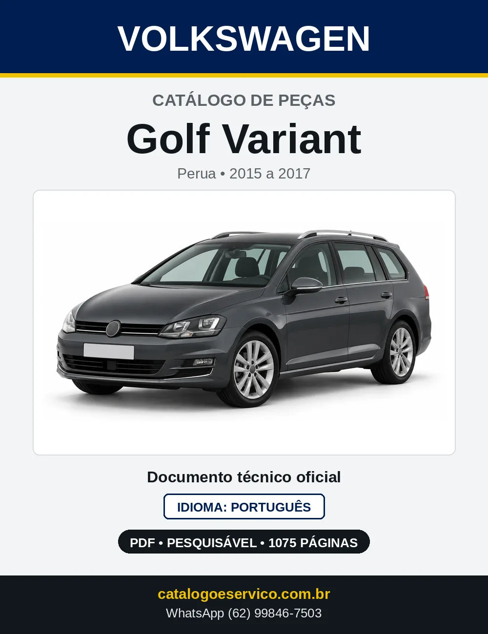 Catálogo de Peças VW Golf Variant (2015 a 2017) — capa