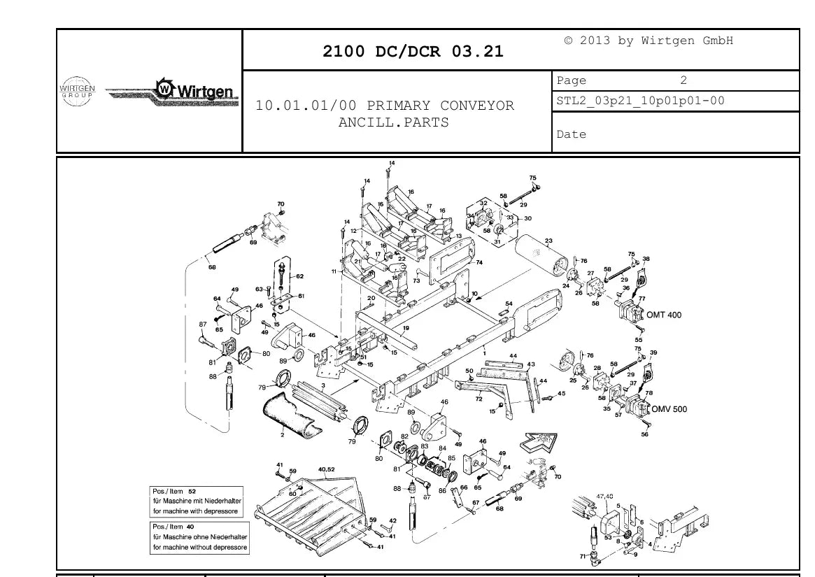 Catálogo de Peças WIRTGEN 2100 DC/DCR — vista interna 4