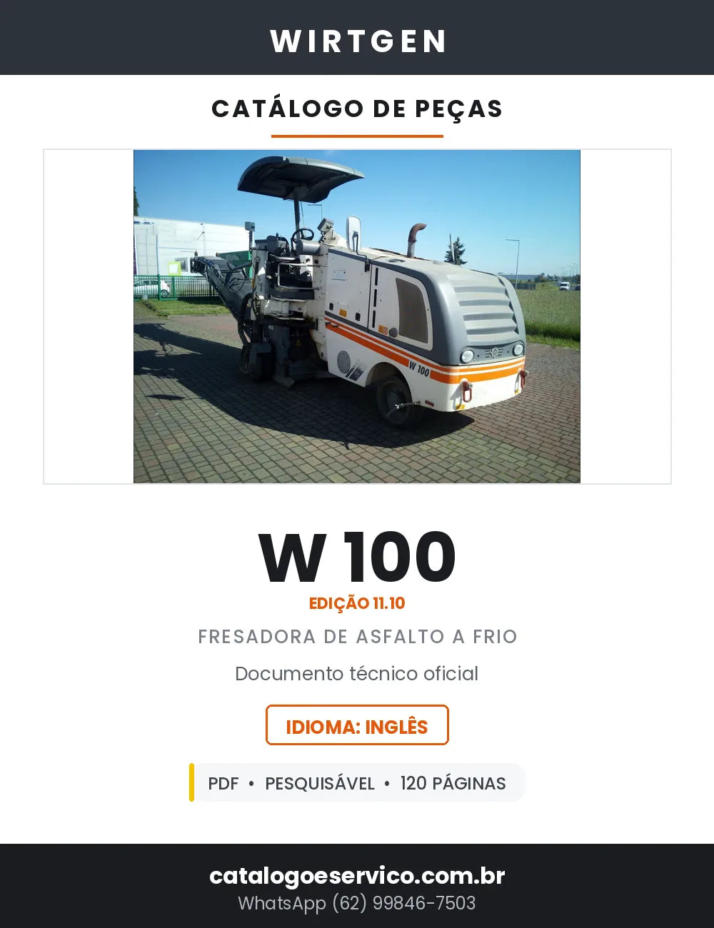Catálogo de Peças WIRTGEN W 100 Fresadora de Asfalto a Frio — 120 Páginas em PDF — capa