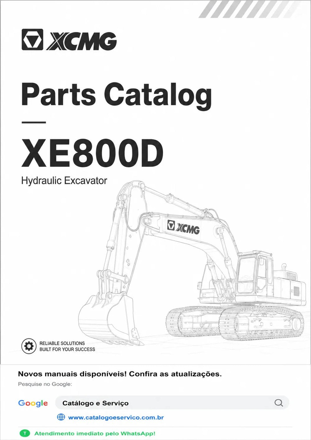 Catálogo de Peças XE800D XCMG Escavadeira Hidráulica