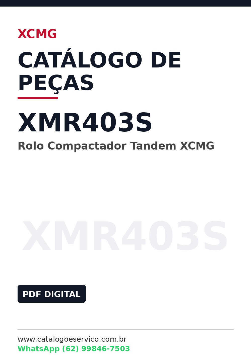 Catálogo de Peças XMR403S XCMG Rolo Compactador Tandem