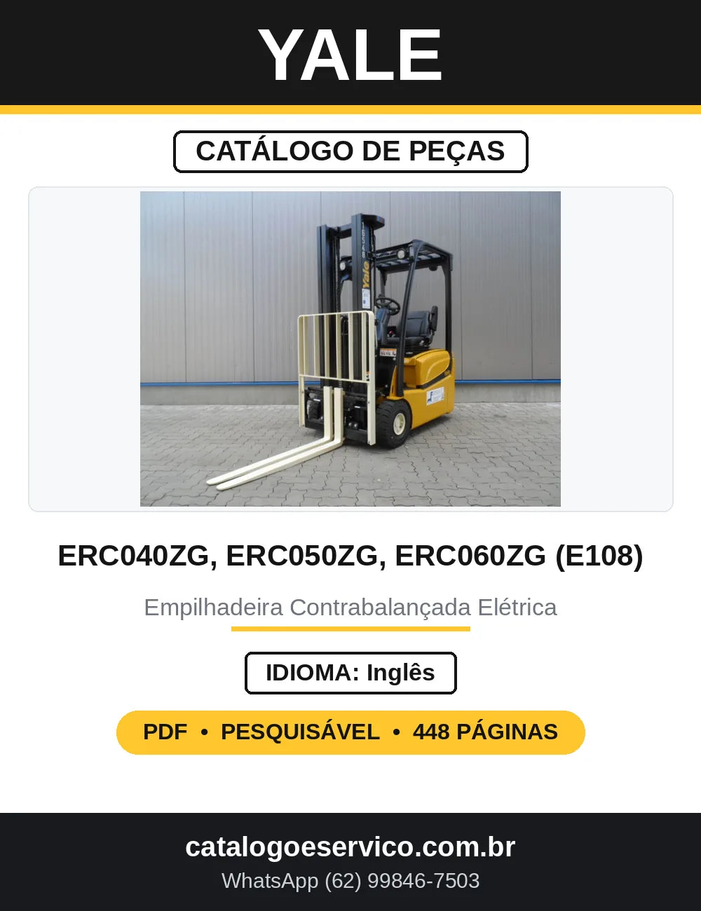 Catálogo de Peças Yale ERC040ZG ERC050ZG ERC060ZG E108 — capa