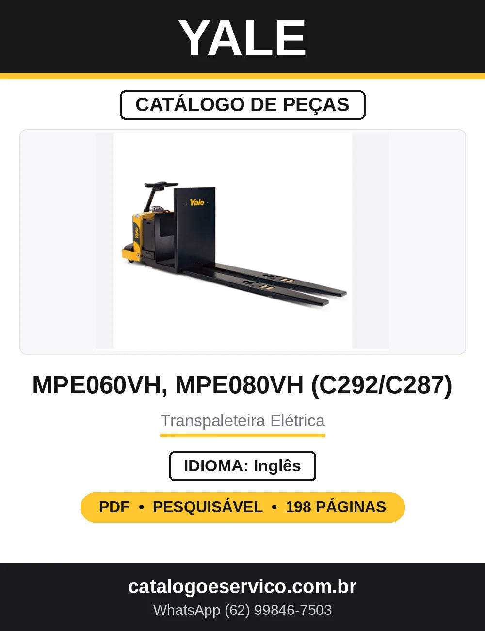 Catálogo de Peças Yale MPE060VH MPE080VH C292 C287 — capa