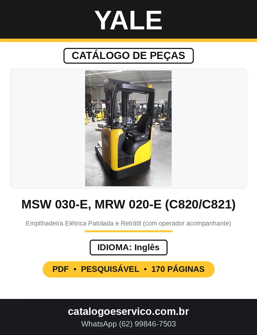 Catálogo de Peças Yale MSW030-E MRW020-E C820 C821 — capa