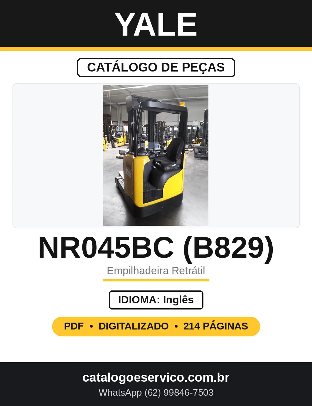 Catálogo de Peças Yale NR035BC NR045BC NDR030BC B829 — capa