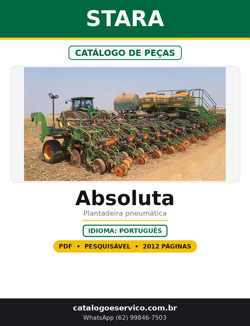 Capa do Catálogo de Peças Stara Absoluta em PDF com 2.012 páginas