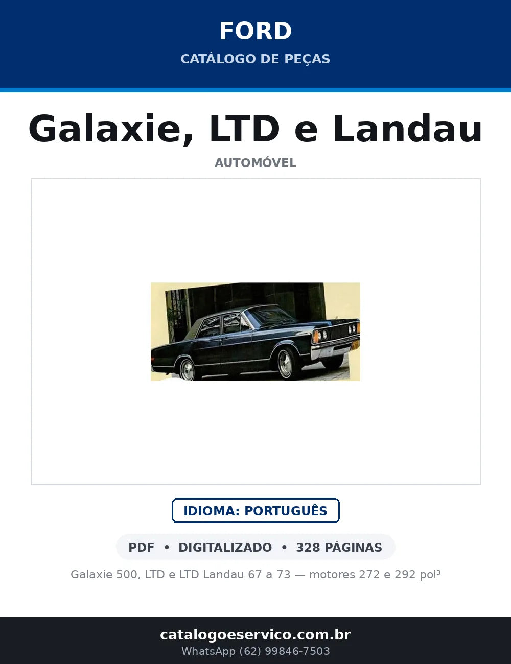 Catálogo de Peças Ford Galaxie, LTD e Landau (1967-1973) — imagem original 1