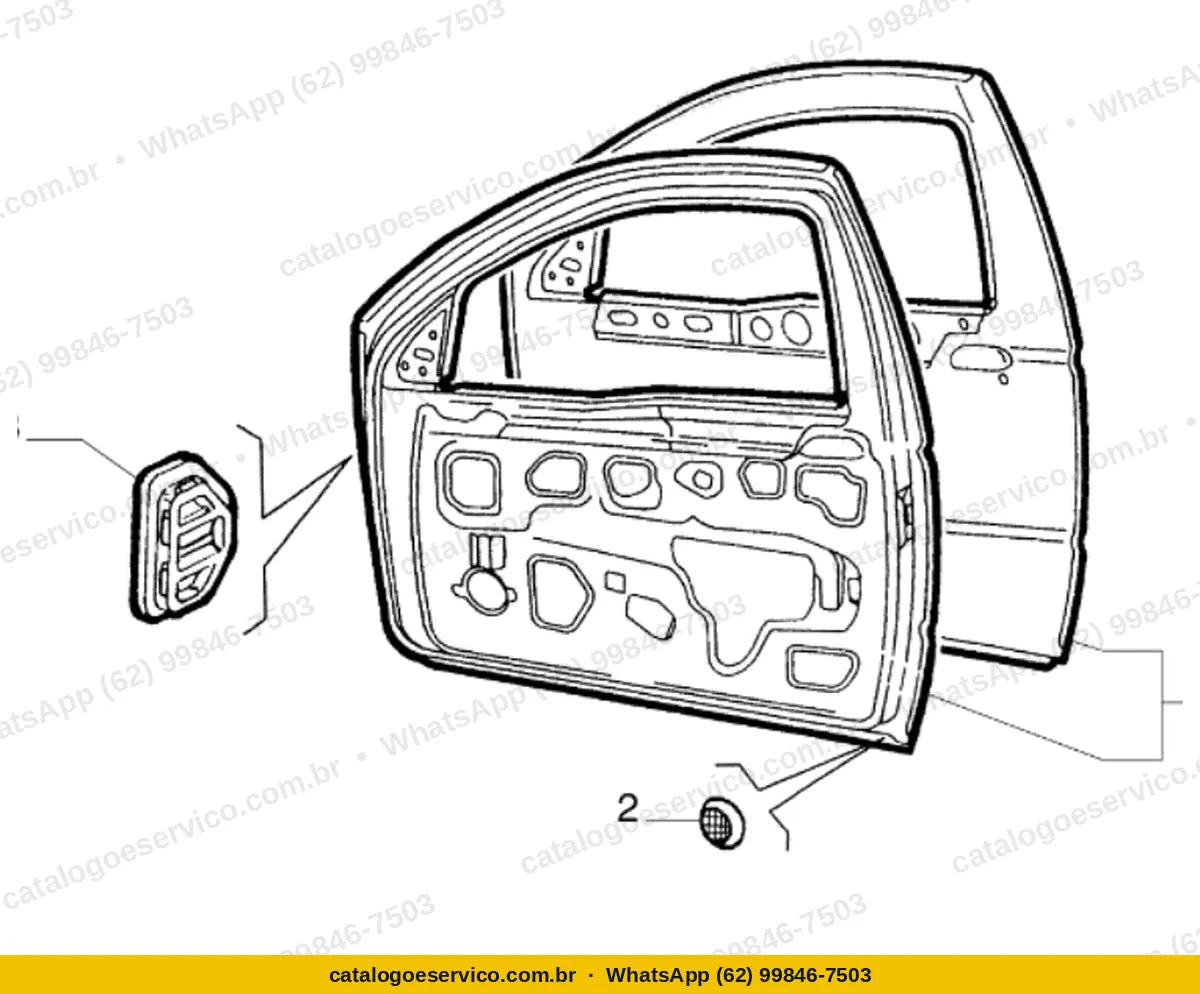 Vista explodida do Catálogo de Peças Alfa Romeo 145: Portas laterais dianteiras