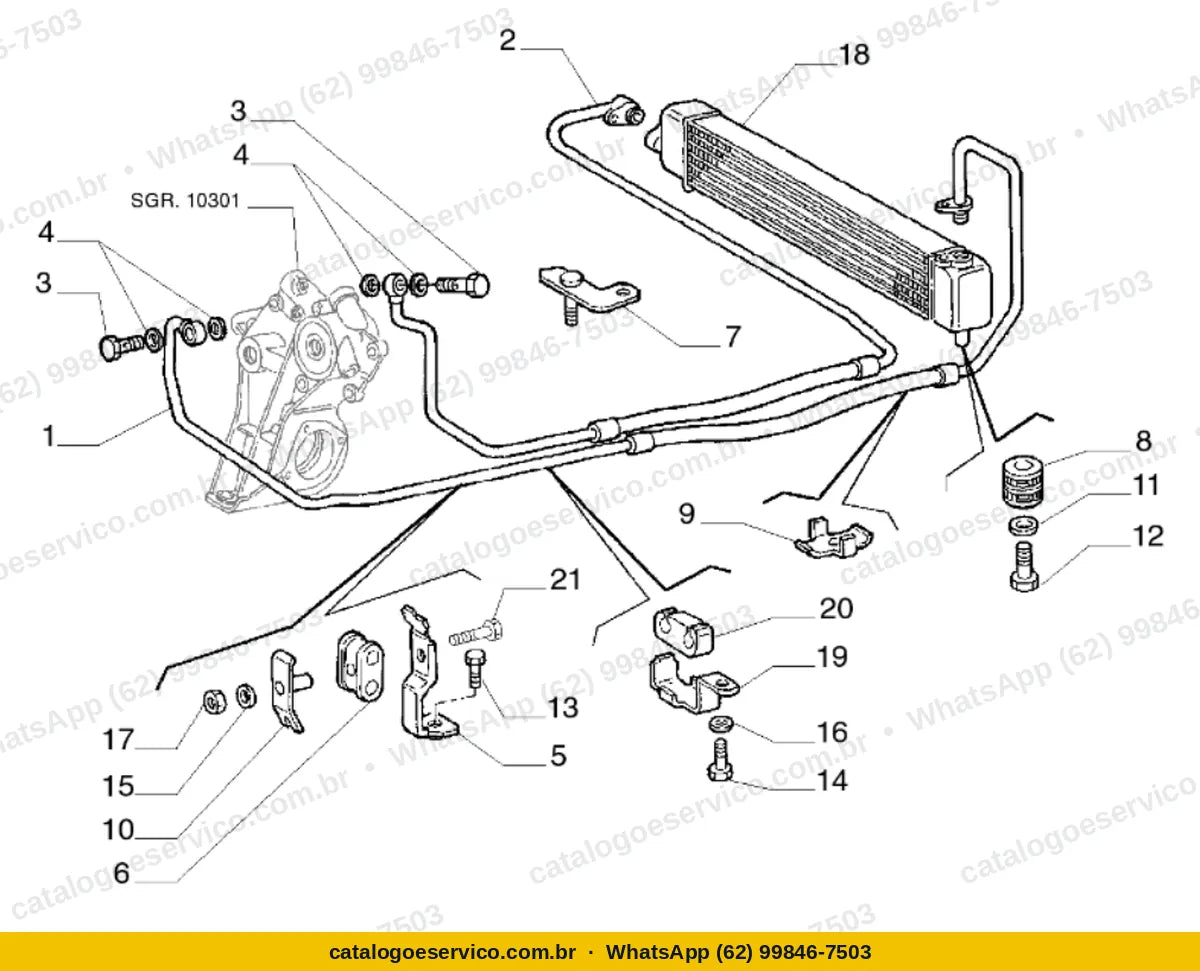 Vista explodida do Catálogo de Peças Alfa Romeo 166: Lubrificação