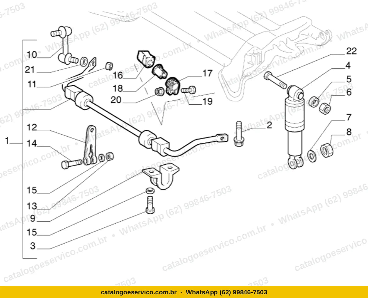 Vista explodida do Catálogo de Peças Alfa Romeo Spider V6: Suspensão traseira