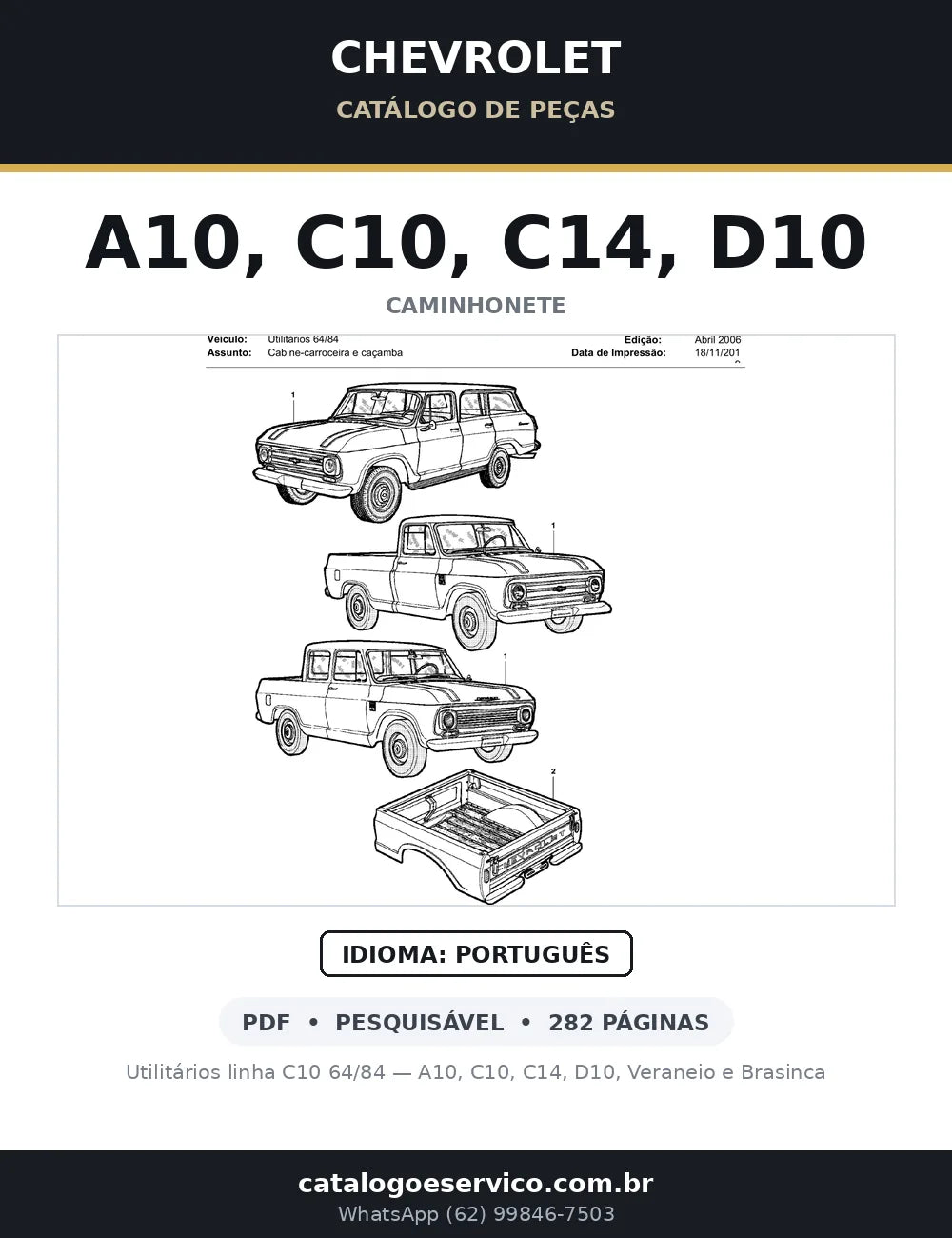 Catálogo de Peças Chevrolet A10, C10, C14, D10 e Veraneio (1964-1984) — capa