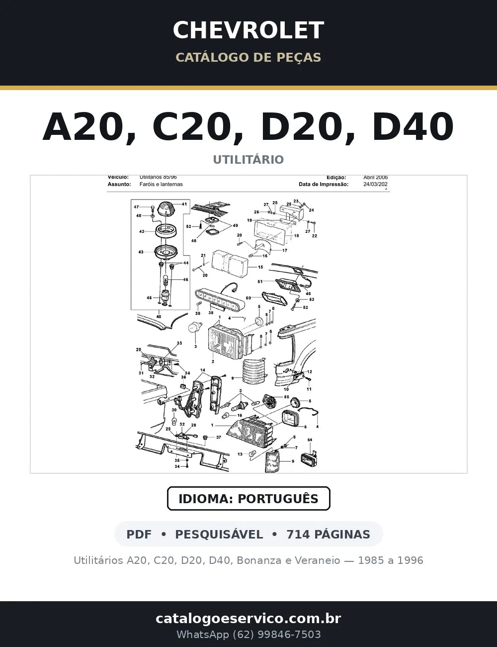 Catálogo de Peças Chevrolet A20, C20, D20, D40, Bonanza e Veraneio (1985-1996) — capa