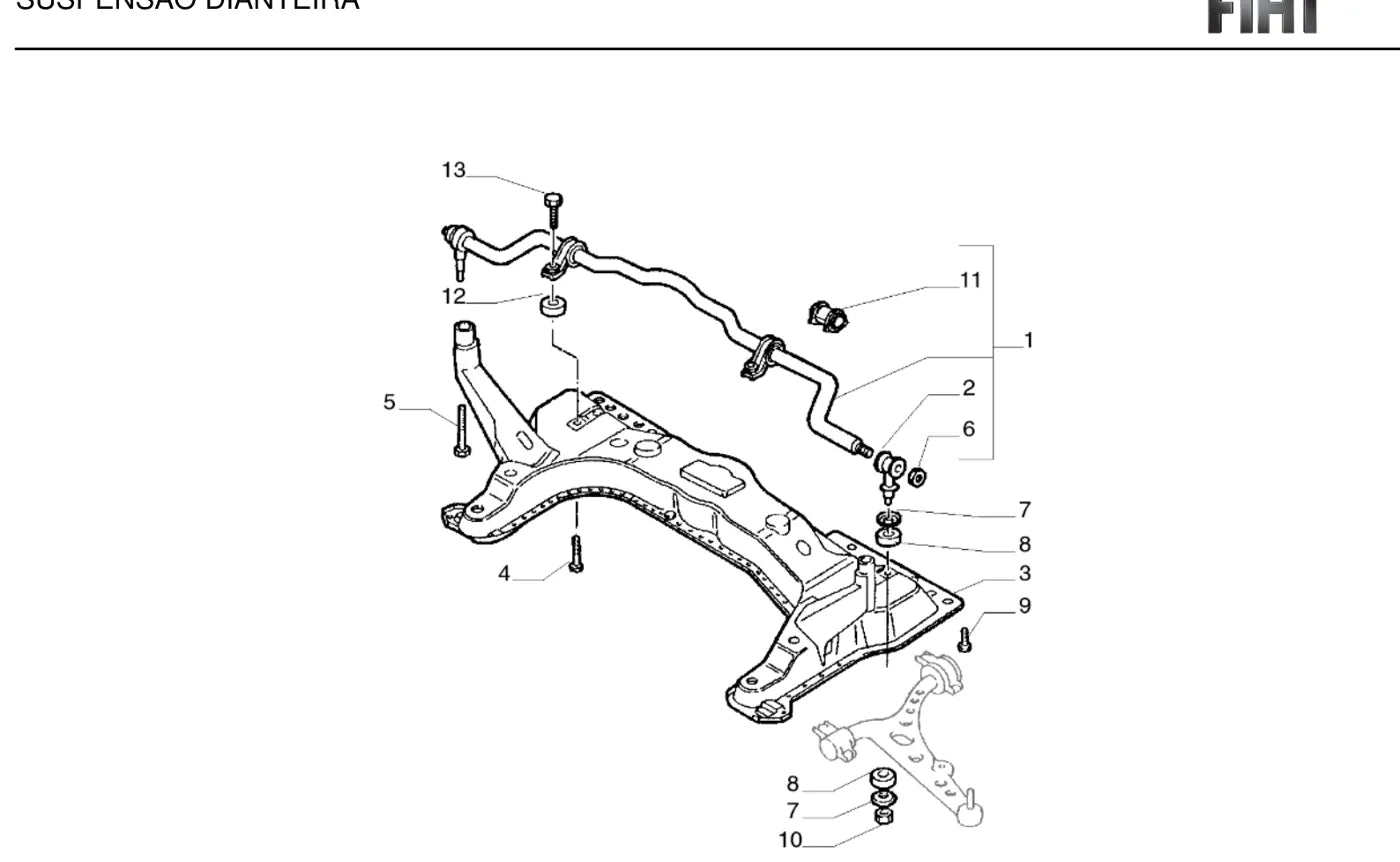 Detalhe de componentes ilustrados no Catálogo de Peças Fiat Coupé 2.0 MPI 16V