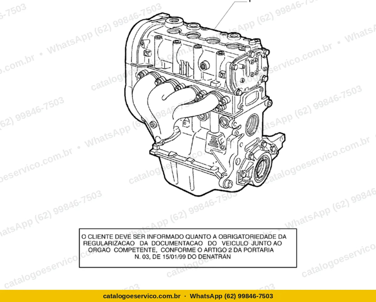Vista explodida do Catálogo de Peças Fiat Doblò Cargo 1.3 Fire 16V: Motor