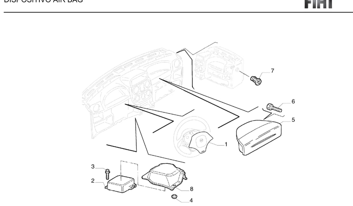 Detalhe de componentes ilustrados no Catálogo de Peças Fiat Doblò Cargo 1.8 Flex 8V