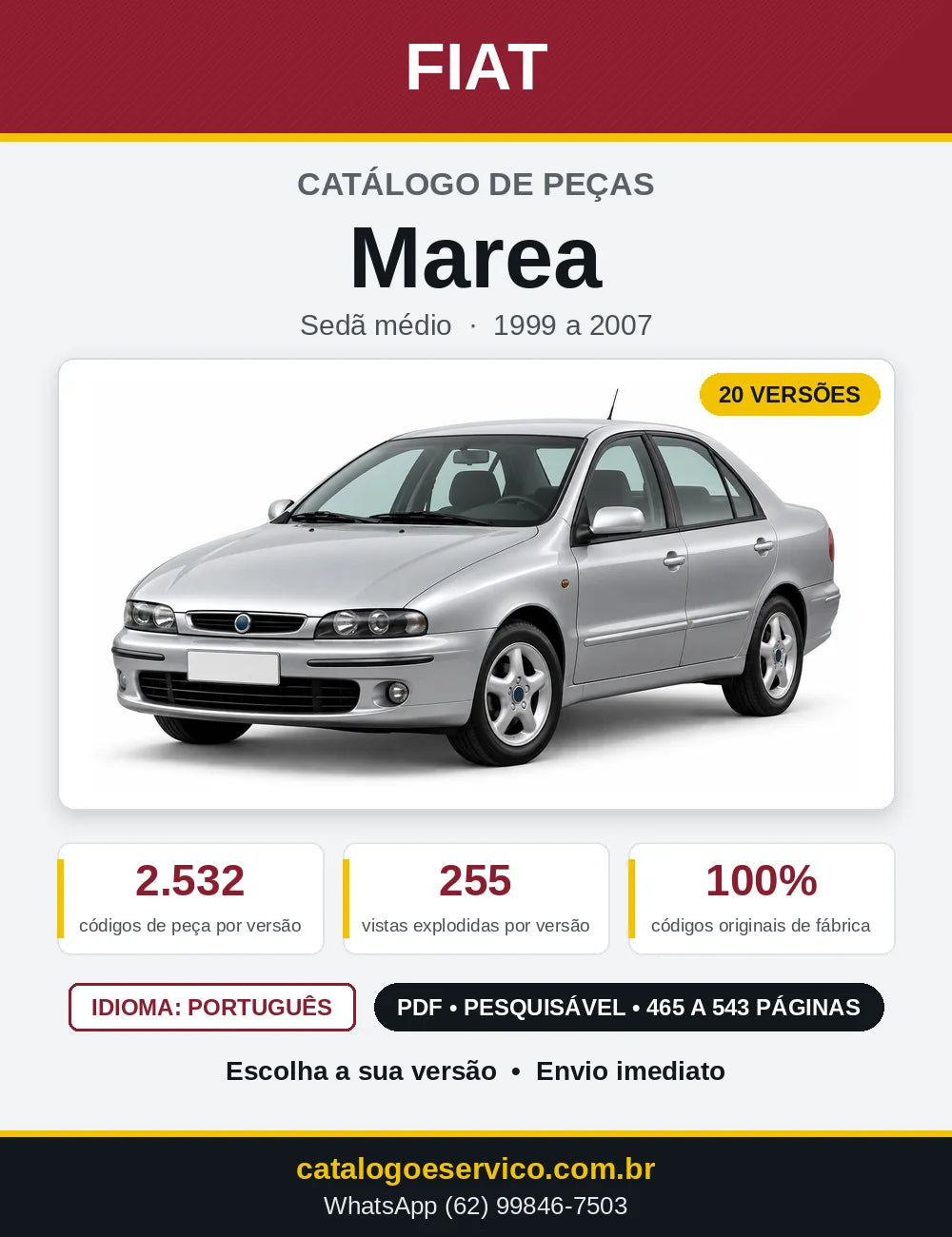 Capa do Catálogo de Peças Fiat Marea 1999 a 2007