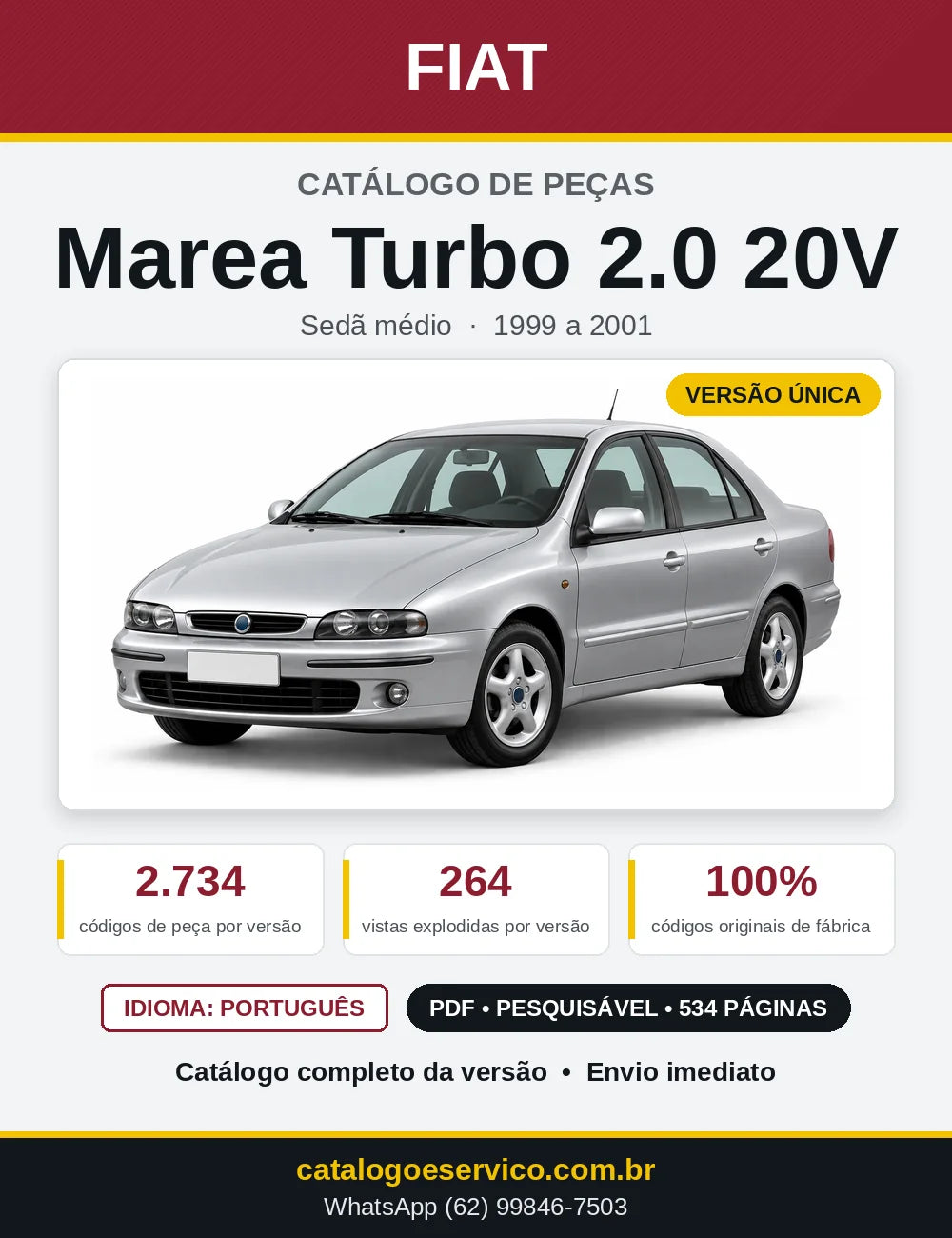Capa do Catálogo de Peças Fiat Marea Turbo 2.0 20V 1999 a 2001