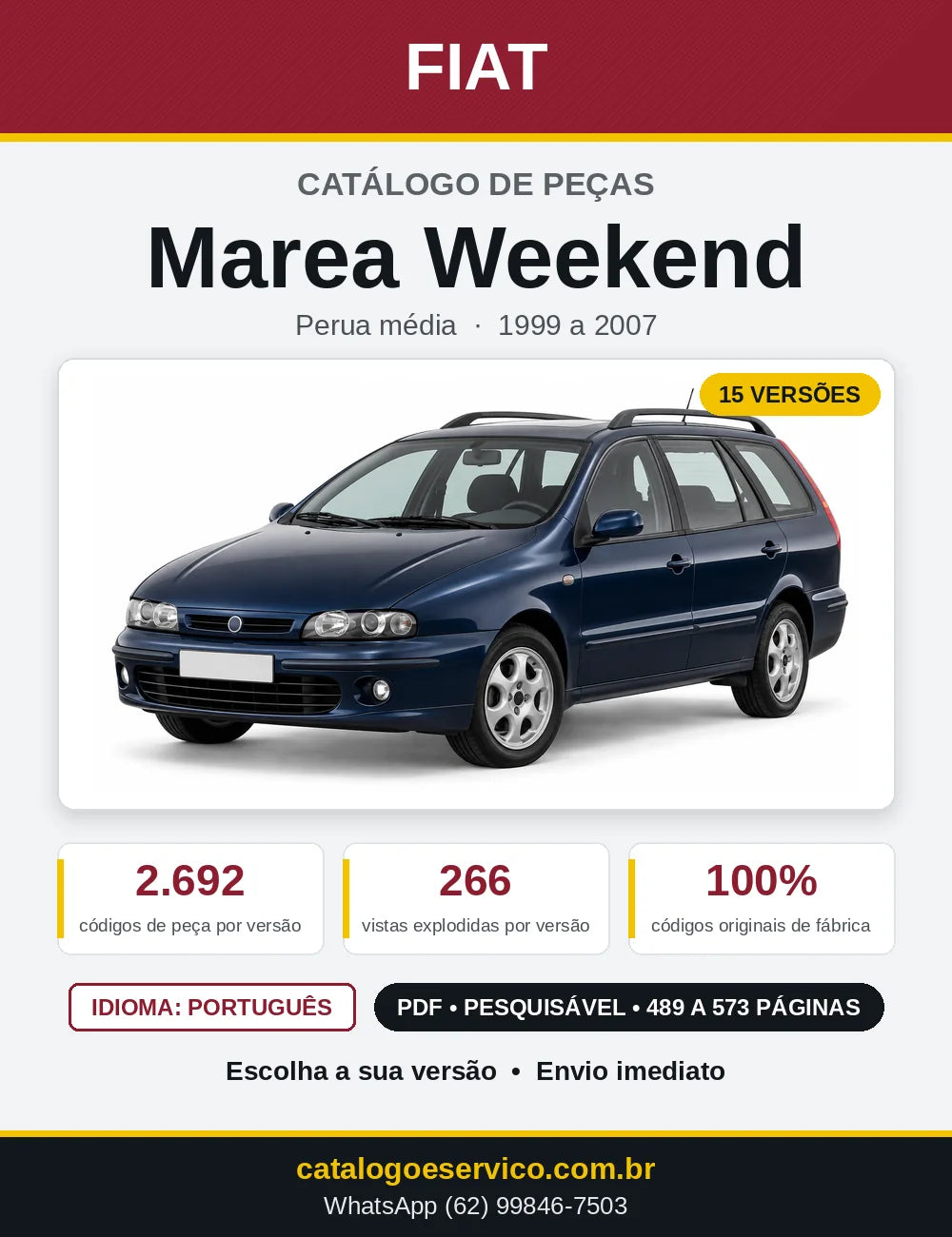 Capa do Catálogo de Peças Fiat Marea Weekend 1999 a 2007