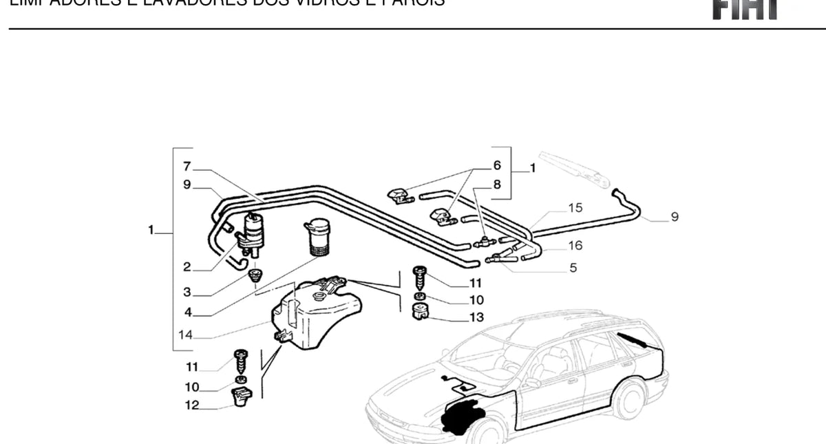 Detalhe de componentes ilustrados no Catálogo de Peças Fiat Marea Weekend 2.4 MPI 20V (2001-2003)