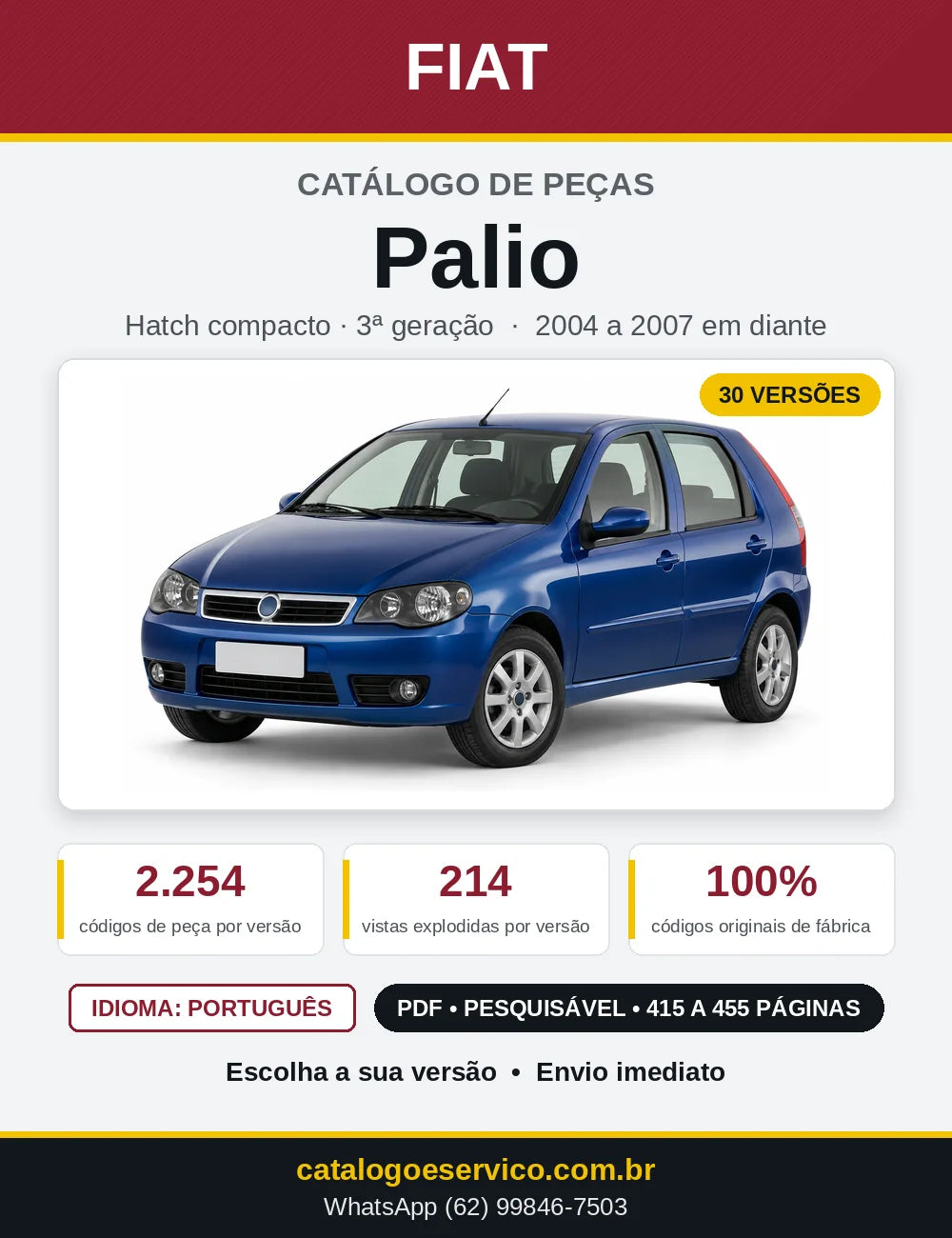 Capa do Catálogo de Peças Fiat Palio 2004 em diante