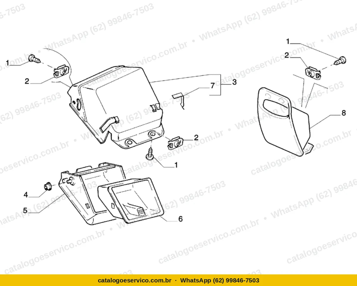 Vista explodida do Catálogo de Peças Fiat Palio: Painel principal
