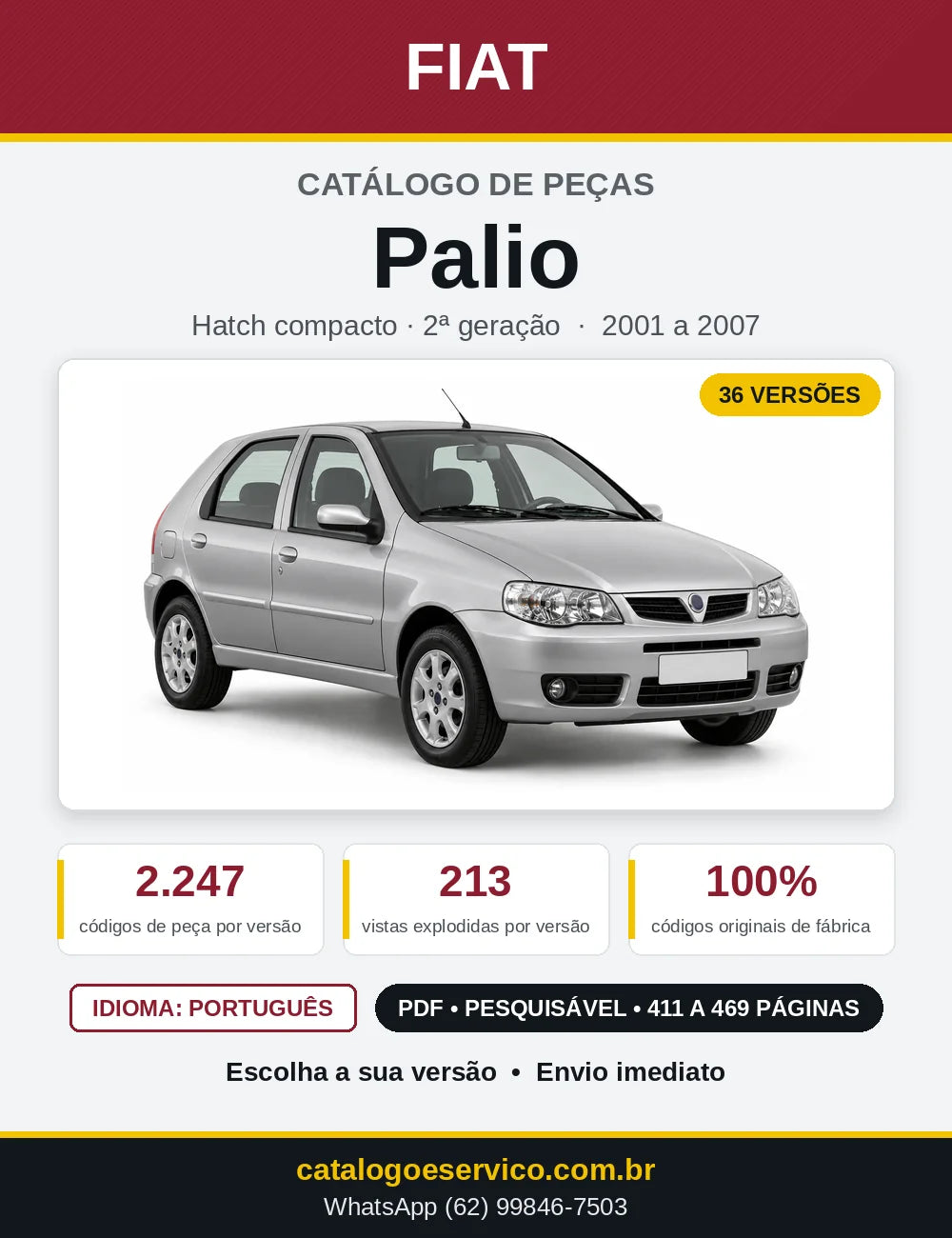 Capa do Catálogo de Peças Fiat Palio 2001 a 2007