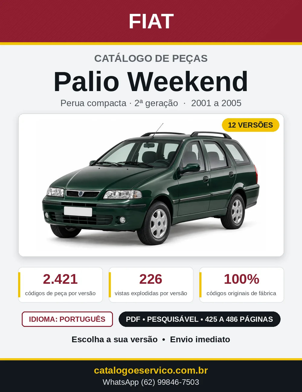 Capa do Catálogo de Peças Fiat Palio Weekend 2001 a 2005
