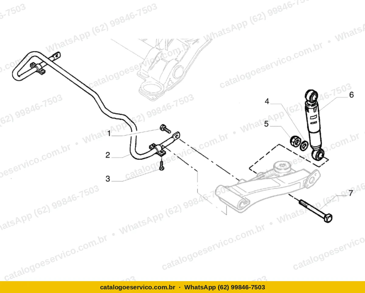 Vista explodida do Catálogo de Peças Fiat Palio Weekend: Suspensão traseira