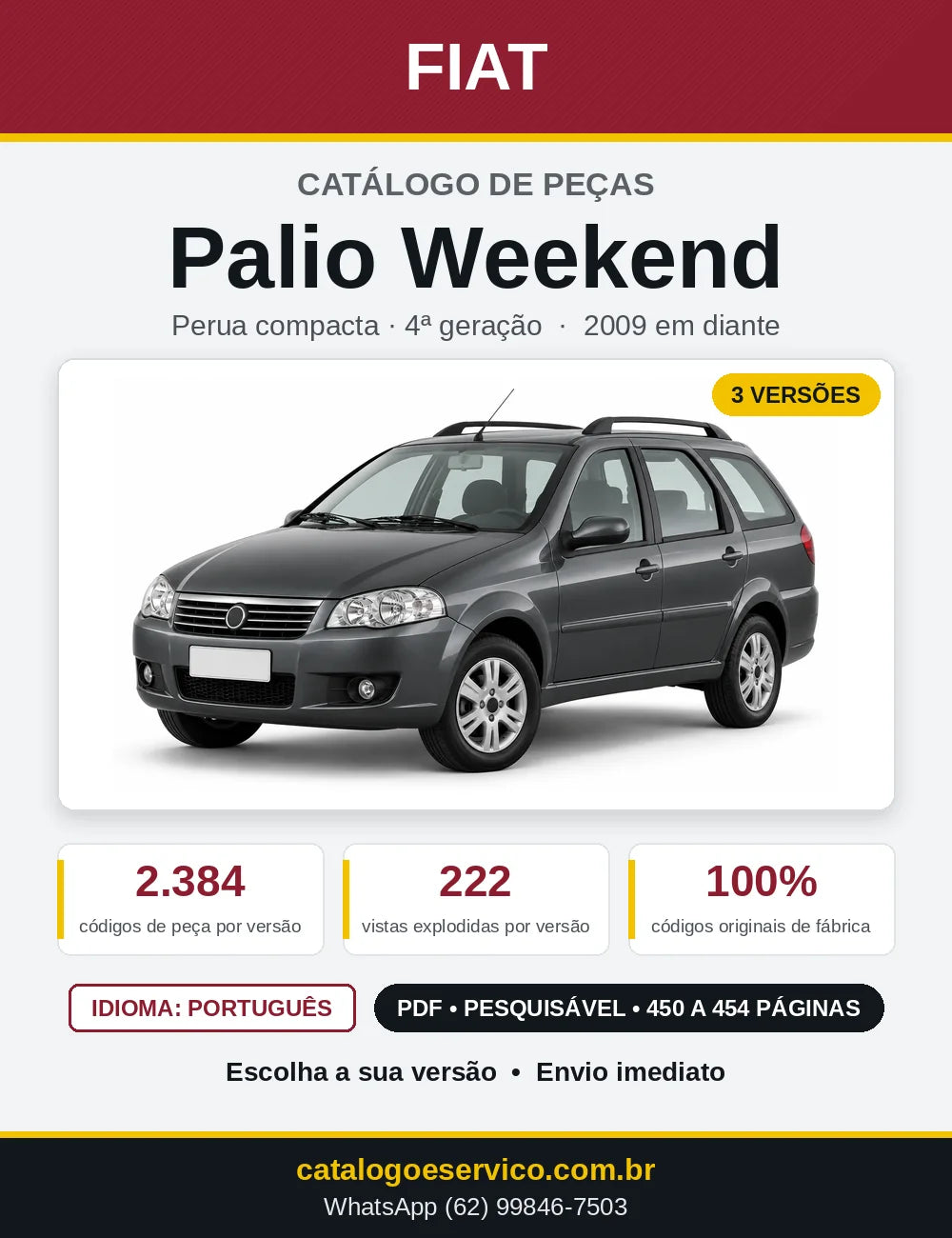 Capa do Catálogo de Peças Fiat Palio Weekend 2009 em diante