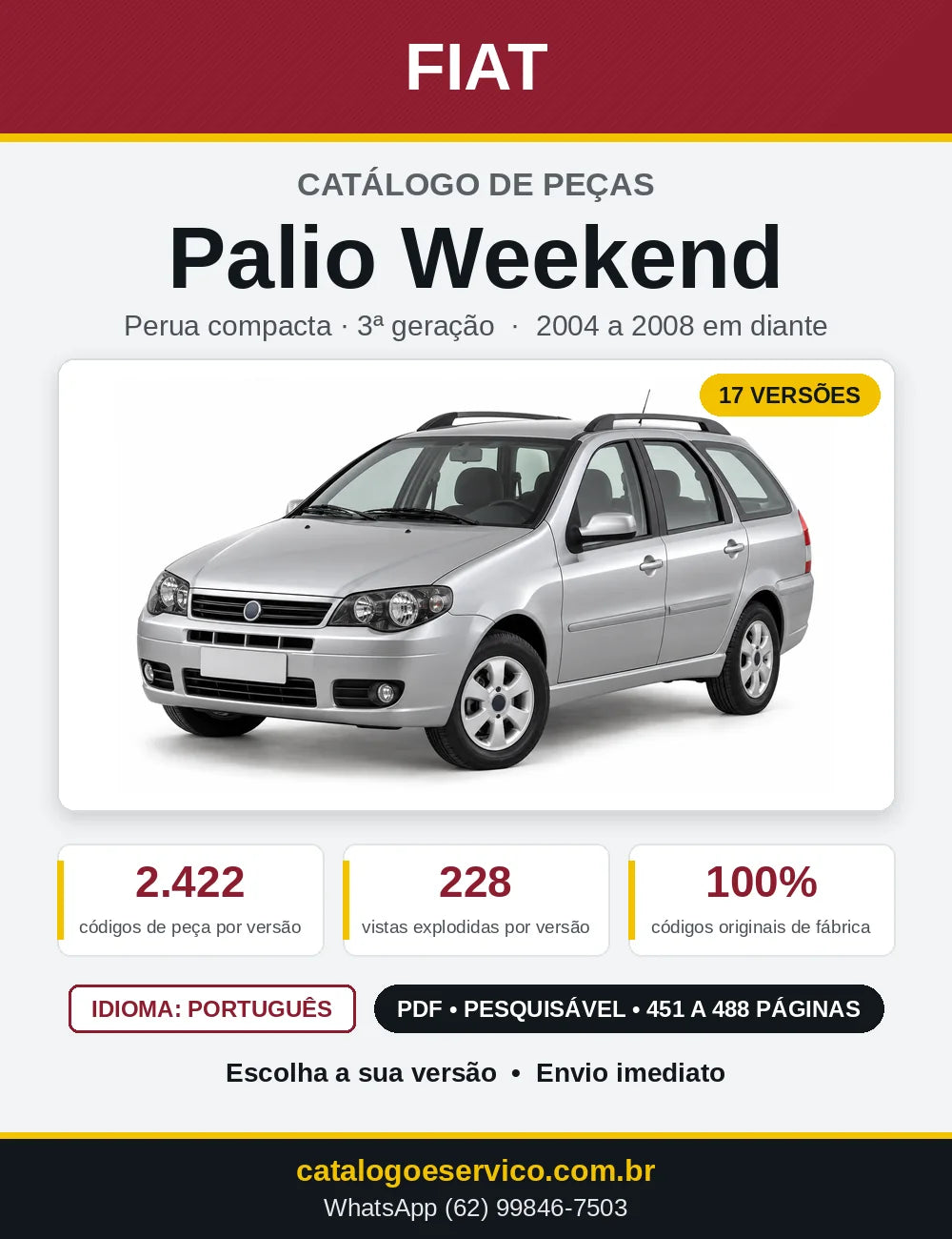 Capa do Catálogo de Peças Fiat Palio Weekend 2004 em diante