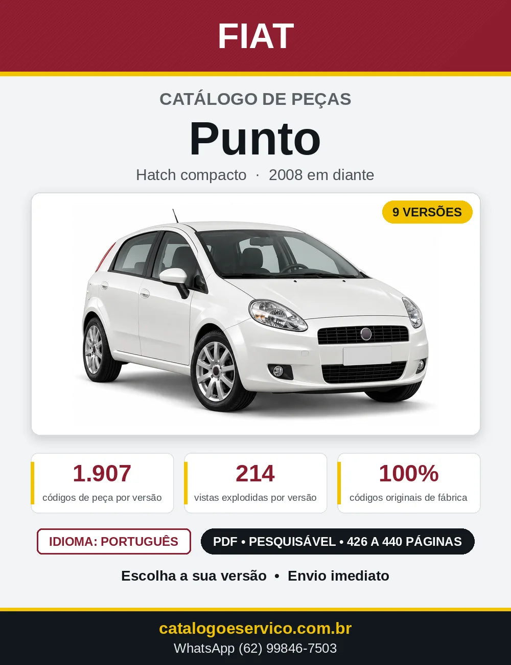 Capa do Catálogo de Peças Fiat Punto 2008 em diante