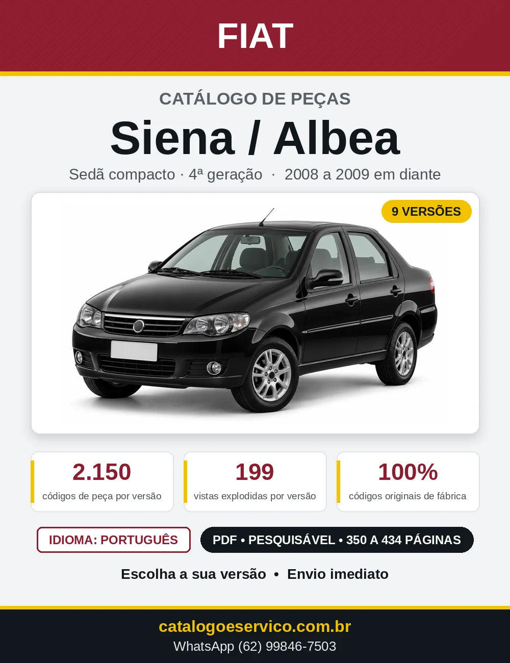 Capa do Catálogo de Peças Fiat Siena / Albea 2008 em diante