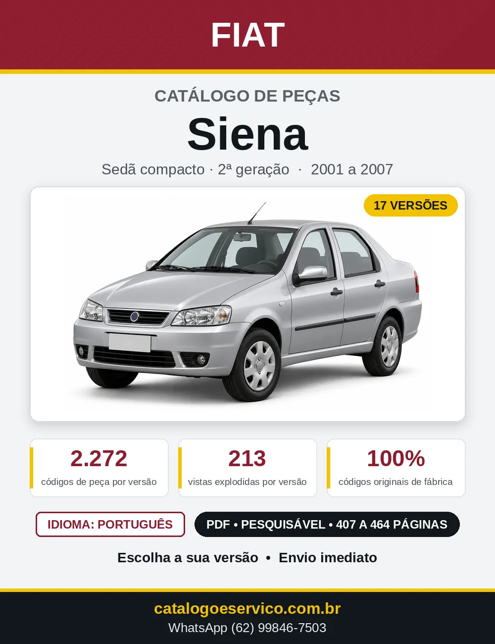 Capa do Catálogo de Peças Fiat Siena 2001 a 2007